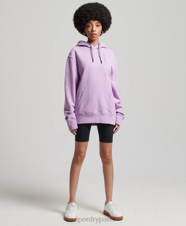 Superdry femmes sweat à capuche lâche code linear D64Z3438 vêtements violet