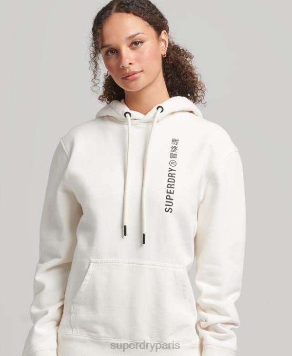 Superdry femmes sweat à capuche lâche code linear D64Z5904 vêtements blanc