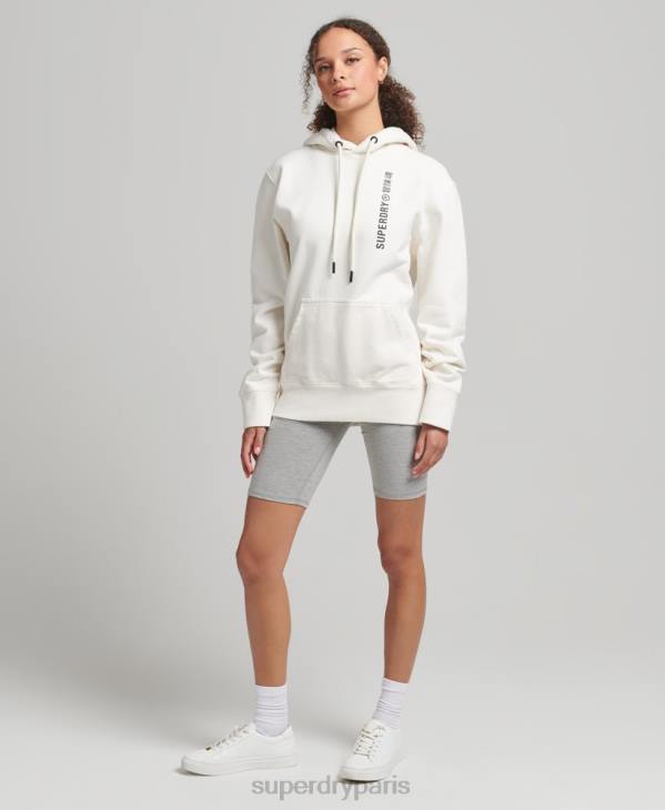 Superdry femmes sweat à capuche lâche code linear D64Z5904 vêtements blanc