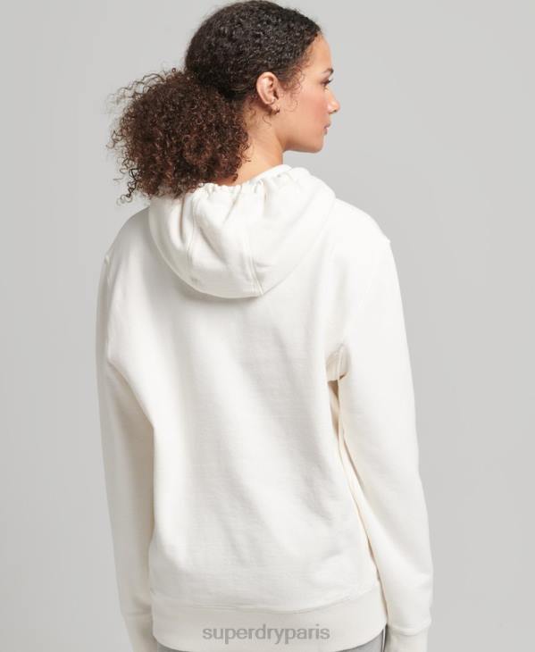 Superdry femmes sweat à capuche lâche code linear D64Z5904 vêtements blanc