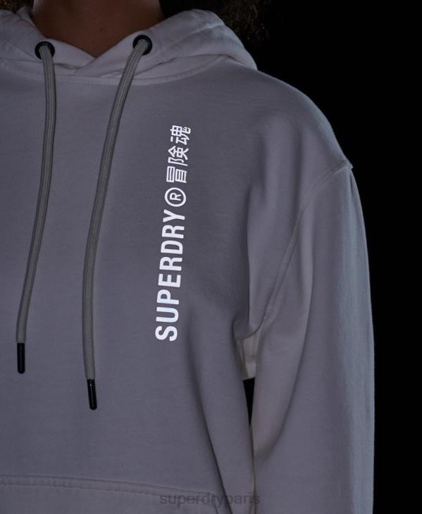 Superdry femmes sweat à capuche lâche code linear D64Z5904 vêtements blanc