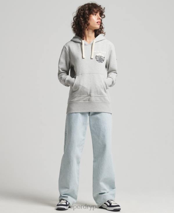 Superdry femmes sweat à capuche lignes vintage D64Z6063 vêtements gris clair