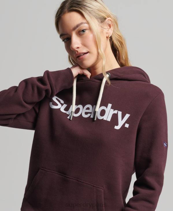Superdry femmes sweat à capuche à logo D64Z3474 vêtements rouge