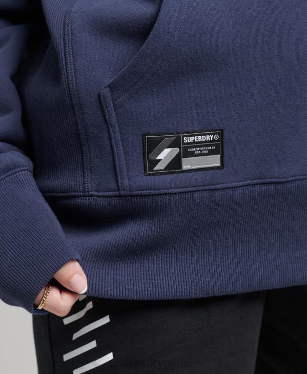 Superdry femmes sweat à capuche à logo D64Z5885 vêtements marine