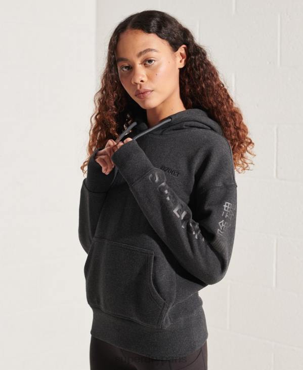Superdry femmes sweat à capuche à logo D64Z6125 vêtements gris foncé