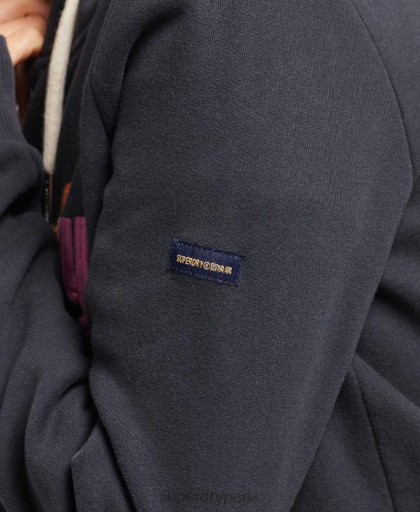 Superdry femmes sweat à capuche à logo arc-en-ciel brodé D64Z3428 vêtements marine