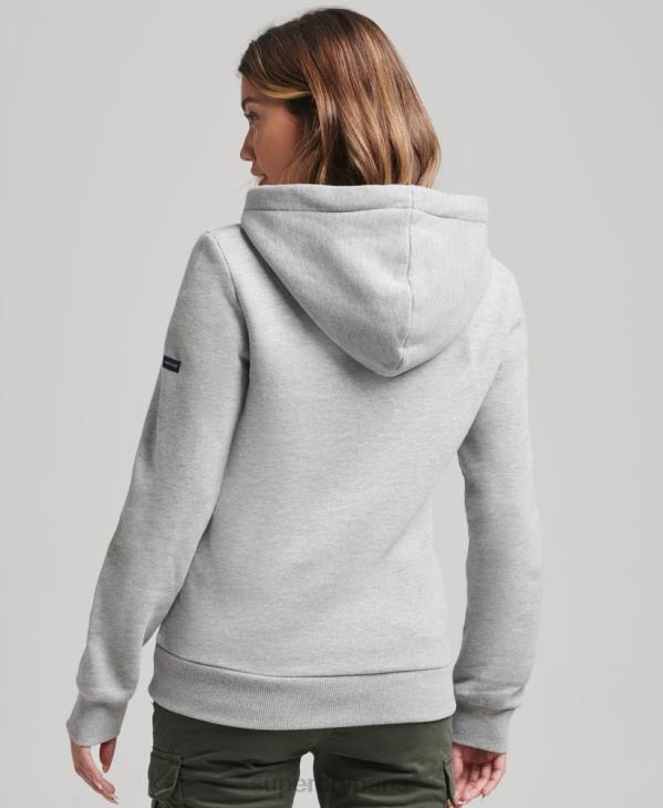 Superdry femmes sweat à capuche à logo arc-en-ciel brodé D64Z3446 vêtements gris