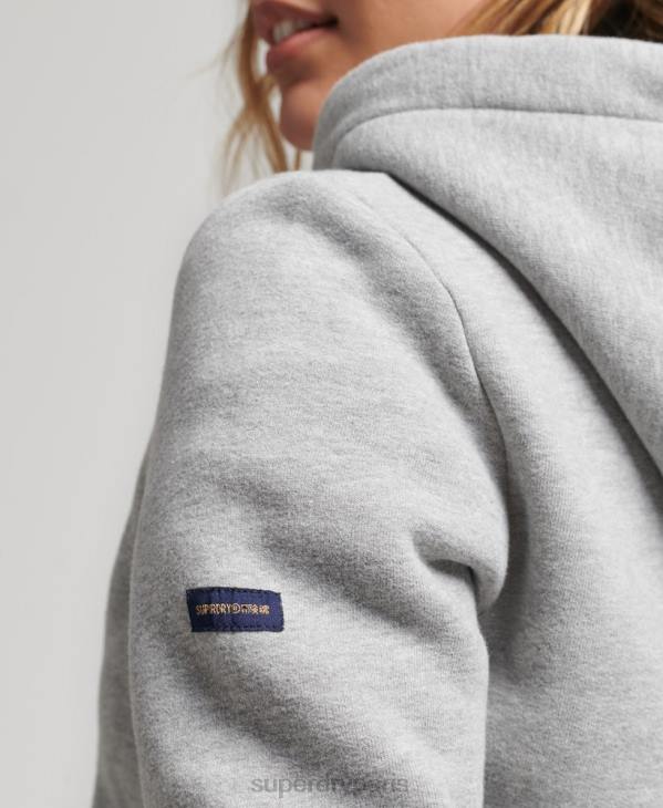 Superdry femmes sweat à capuche à logo arc-en-ciel brodé D64Z3446 vêtements gris