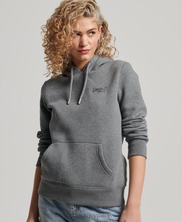 Superdry femmes sweat à capuche à logo brodé D64Z2151 vêtements gris