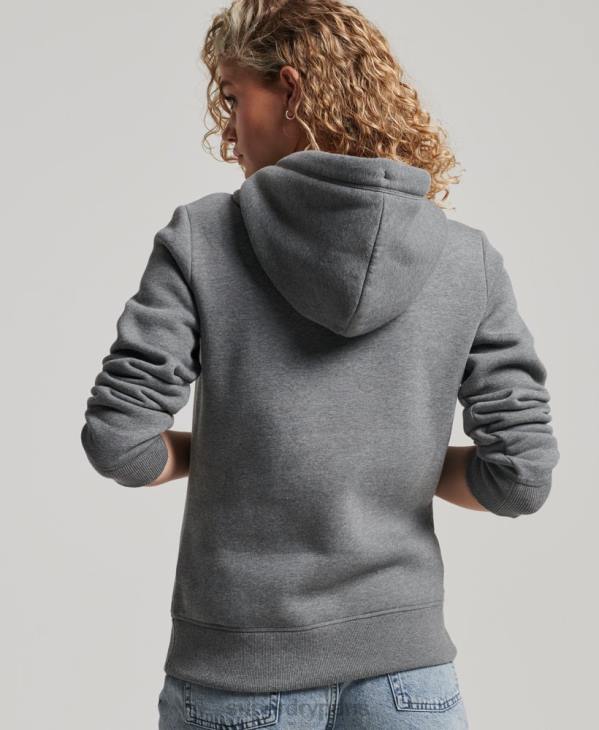 Superdry femmes sweat à capuche à logo brodé D64Z2151 vêtements gris