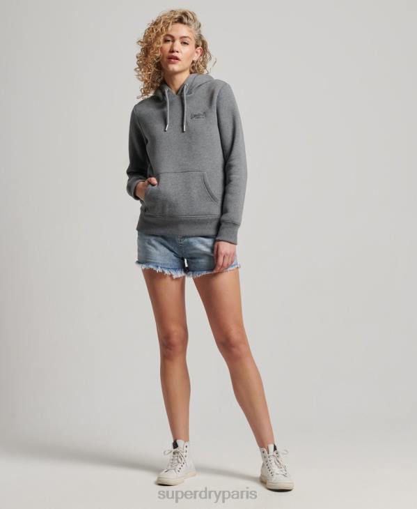 Superdry femmes sweat à capuche à logo brodé D64Z2151 vêtements gris