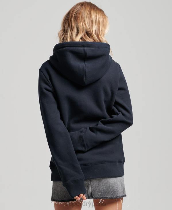 Superdry femmes sweat à capuche à logo brodé D64Z2283 vêtements marine
