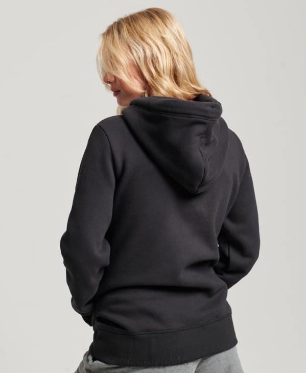 Superdry femmes sweat à capuche à logo brodé D64Z2321 vêtements noir