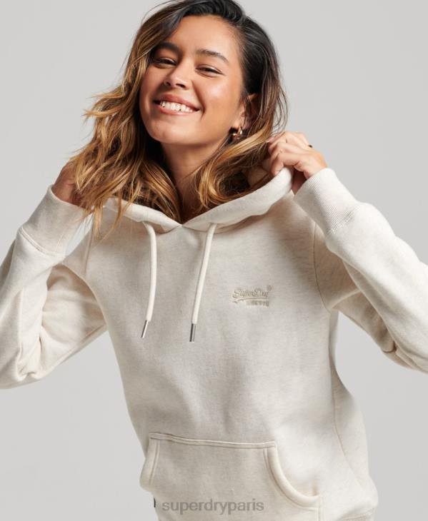 Superdry femmes sweat à capuche à logo brodé D64Z3270 vêtements crème