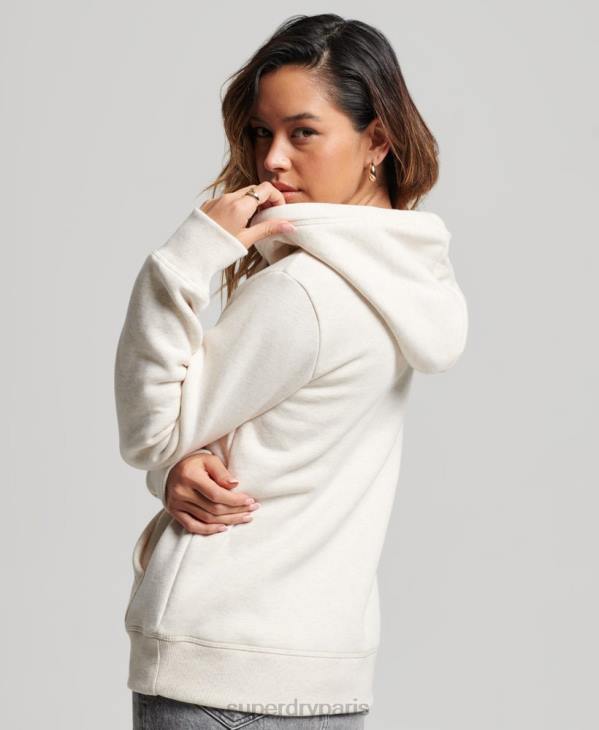 Superdry femmes sweat à capuche à logo brodé D64Z3270 vêtements crème