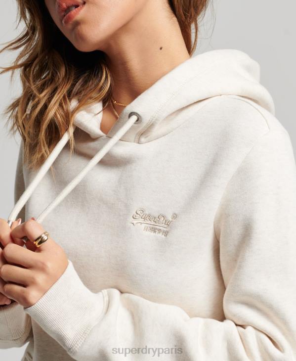 Superdry femmes sweat à capuche à logo brodé D64Z3270 vêtements crème