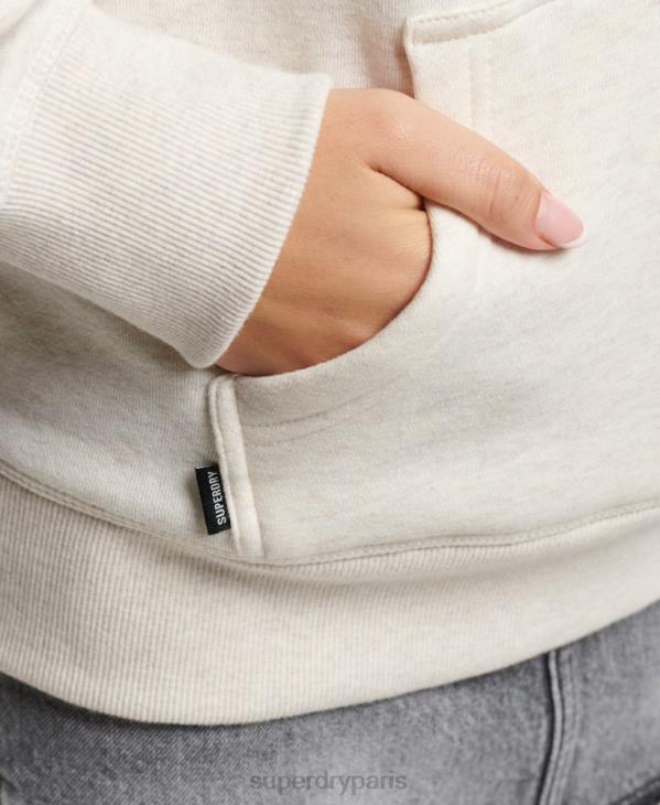 Superdry femmes sweat à capuche à logo brodé D64Z3270 vêtements crème