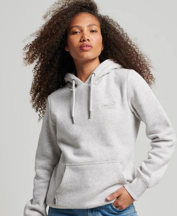Superdry femmes sweat à capuche à logo brodé D64Z3320 vêtements gris clair