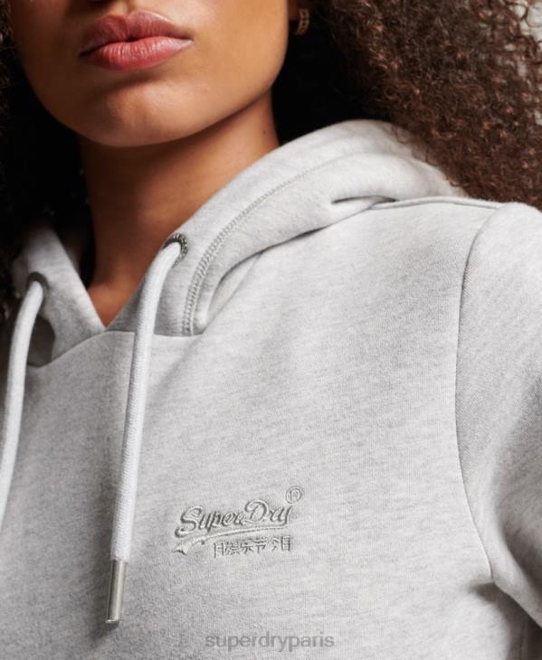 Superdry femmes sweat à capuche à logo brodé D64Z3320 vêtements gris clair