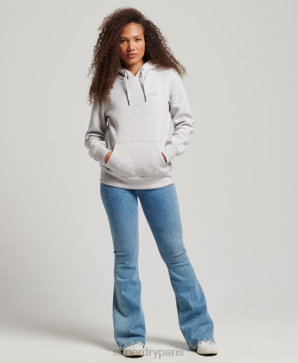 Superdry femmes sweat à capuche à logo brodé D64Z3320 vêtements gris clair