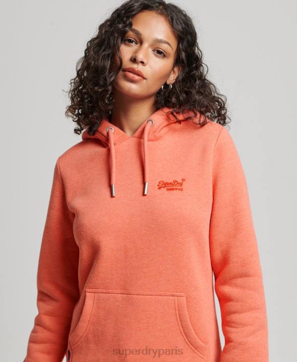 Superdry femmes sweat à capuche à logo brodé D64Z3358 vêtements corail