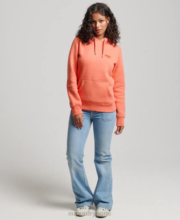 Superdry femmes sweat à capuche à logo brodé D64Z3358 vêtements corail