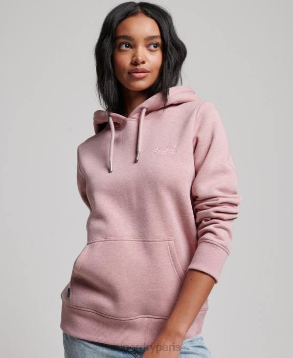 Superdry femmes sweat à capuche à logo brodé D64Z3391 vêtements rose