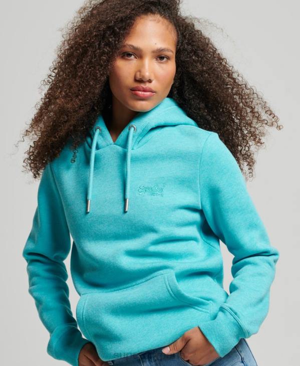 Superdry femmes sweat à capuche à logo brodé D64Z3437 vêtements bleu clair
