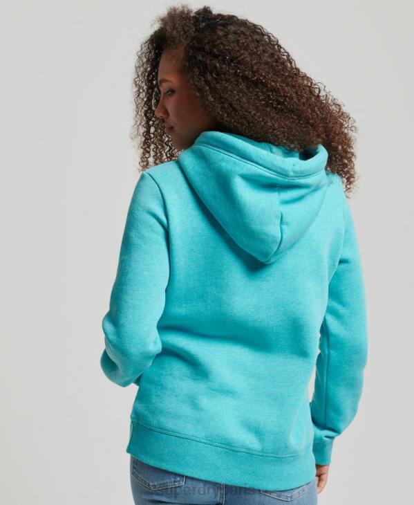 Superdry femmes sweat à capuche à logo brodé D64Z3437 vêtements bleu clair