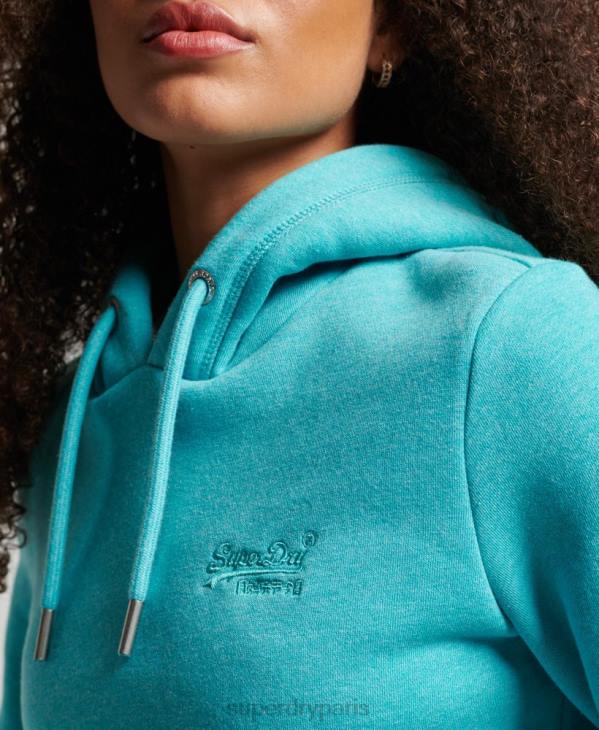 Superdry femmes sweat à capuche à logo brodé D64Z3437 vêtements bleu clair
