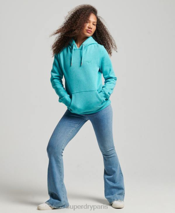 Superdry femmes sweat à capuche à logo brodé D64Z3437 vêtements bleu clair