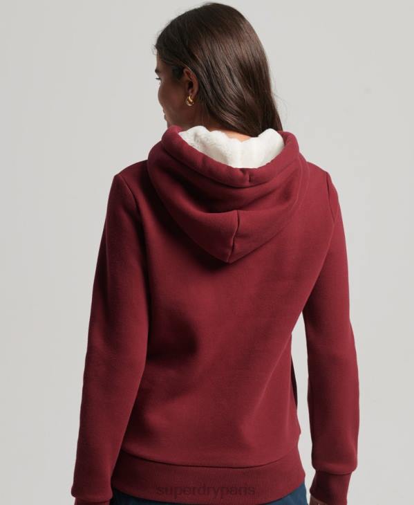 Superdry femmes sweat à capuche à logo brodé D64Z6025 vêtements rouge