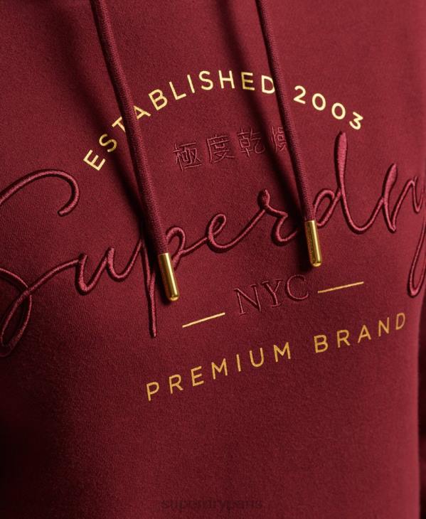 Superdry femmes sweat à capuche à logo brodé D64Z6025 vêtements rouge