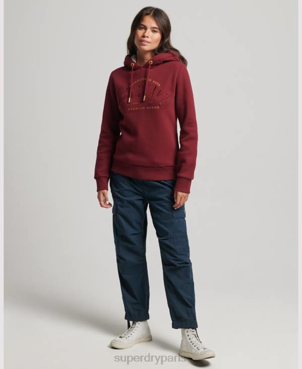 Superdry femmes sweat à capuche à logo brodé D64Z6025 vêtements rouge