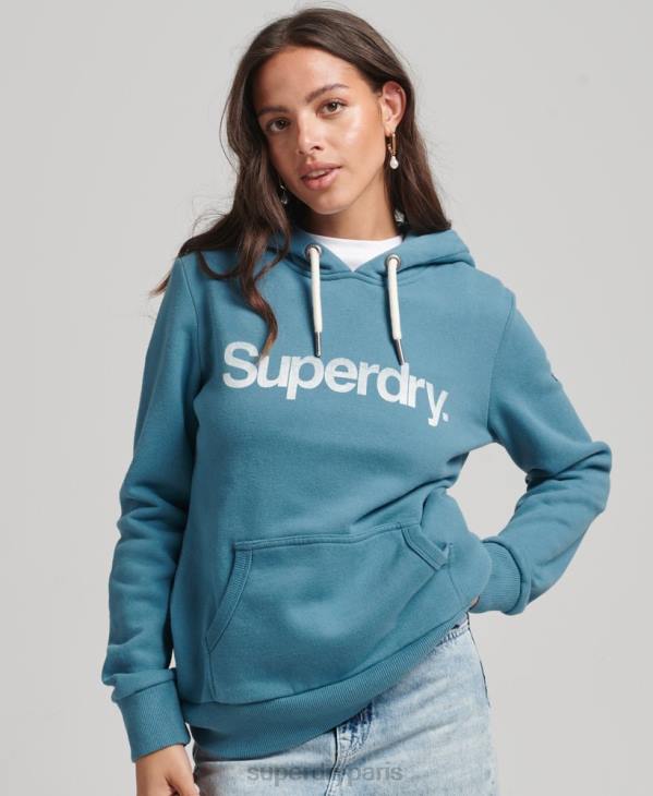 Superdry femmes sweat à capuche à logo en coton biologique D64Z5942 vêtements bleu