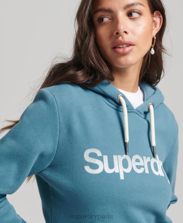 Superdry femmes sweat à capuche à logo en coton biologique D64Z5942 vêtements bleu