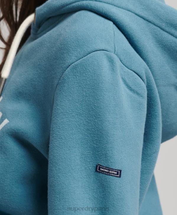 Superdry femmes sweat à capuche à logo en coton biologique D64Z5942 vêtements bleu