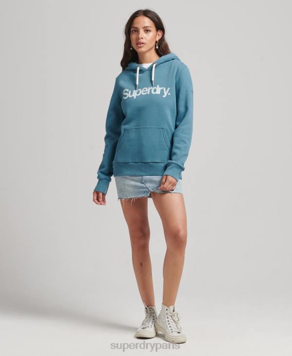 Superdry femmes sweat à capuche à logo en coton biologique D64Z5942 vêtements bleu