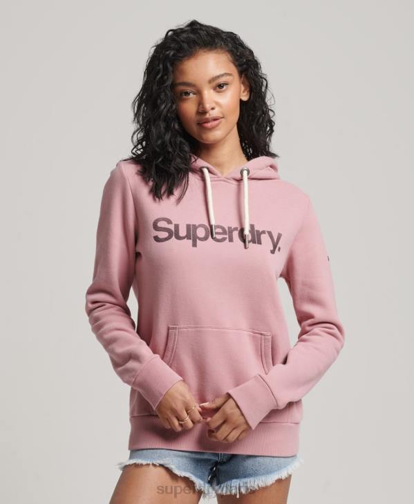 Superdry femmes sweat à capuche à logo en coton biologique D64Z5967 vêtements rose