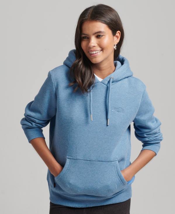 Superdry femmes sweat à capuche à logo essentiel en coton biologique D64Z5746 vêtements bleu