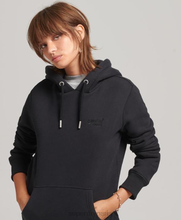 Superdry femmes sweat à capuche à logo essentiel en coton biologique D64Z5766 vêtements noir