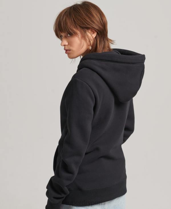 Superdry femmes sweat à capuche à logo essentiel en coton biologique D64Z5766 vêtements noir