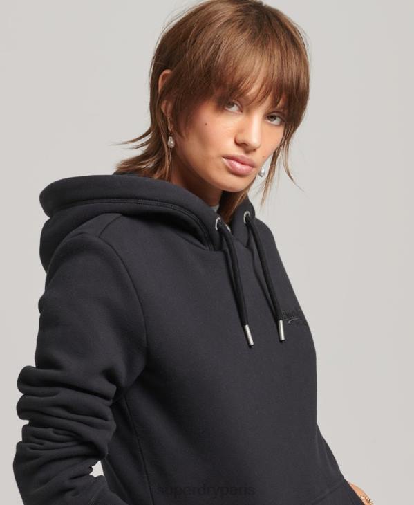Superdry femmes sweat à capuche à logo essentiel en coton biologique D64Z5766 vêtements noir