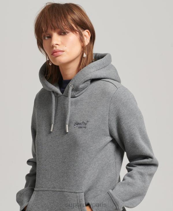 Superdry femmes sweat à capuche à logo essentiel en coton biologique D64Z6108 vêtements gris