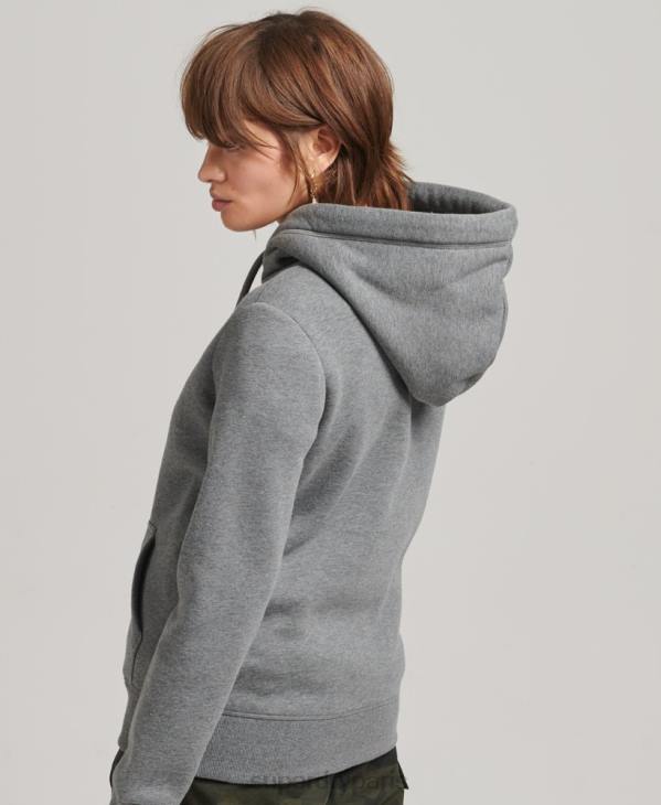 Superdry femmes sweat à capuche à logo essentiel en coton biologique D64Z6108 vêtements gris