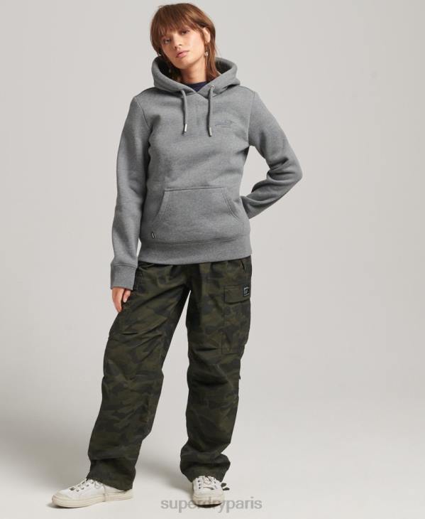 Superdry femmes sweat à capuche à logo essentiel en coton biologique D64Z6108 vêtements gris