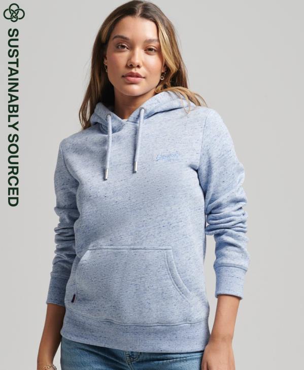 Superdry femmes sweat à capuche à logo essentiel en coton biologique D64Z6117 vêtements bleu clair