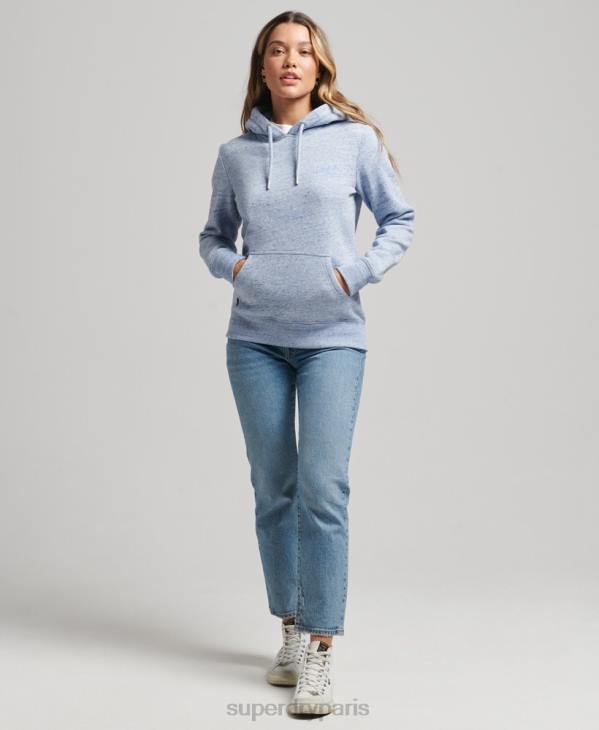 Superdry femmes sweat à capuche à logo essentiel en coton biologique D64Z6117 vêtements bleu clair