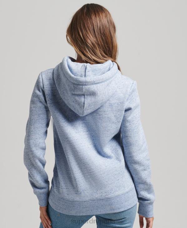 Superdry femmes sweat à capuche à logo essentiel en coton biologique D64Z6117 vêtements bleu clair