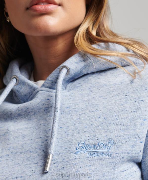 Superdry femmes sweat à capuche à logo essentiel en coton biologique D64Z6117 vêtements bleu clair